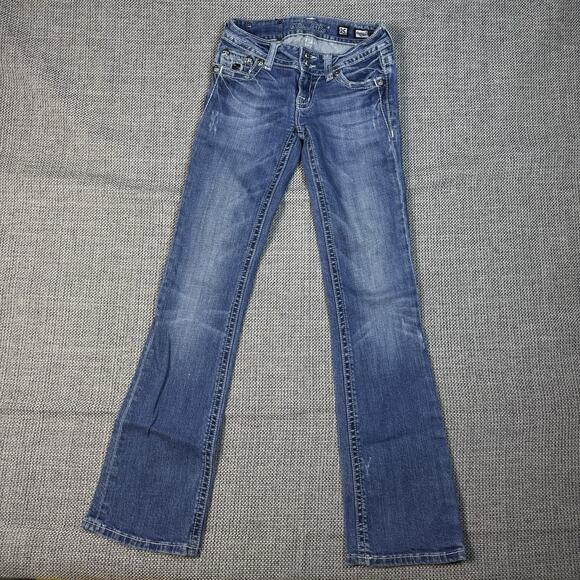 Miss Me Bootcut Embellished Flare Jeans Women's 25 Y2K Western Medium Wash - Picture 1 of 7